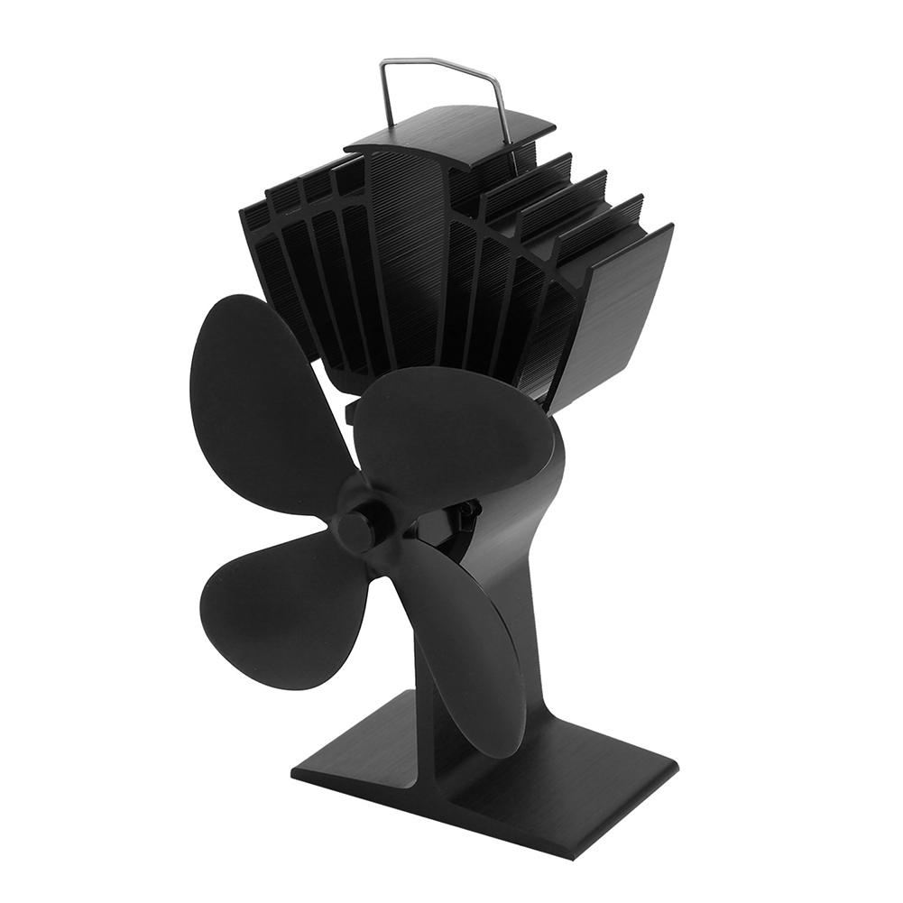 4 Blade Warmte Aangedreven Kachel Fan Zwart Haard Fan Brander Eco Vriendelijke Stille Ventilator Thuis Haard Ventilator Efficiënte Warmteverdeling