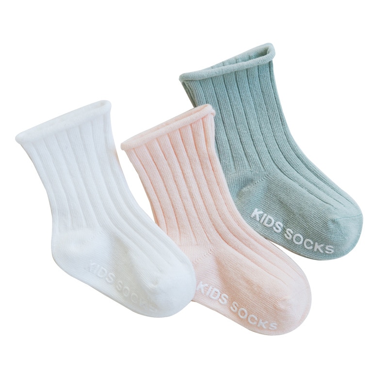 Rejäla barn ribbade strumpor baby bomullsstrumpor pojkar flickkläder 0-3y baby boy strumpor ribbade strumpor anti slip höst 3 par/lot