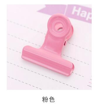 Clip de Metal de Color caramelo para oficina, suministros de papelería para encuadernación, carpeta de billetes, Color rosa, rojo, azul y naranja: pink 2 pcs