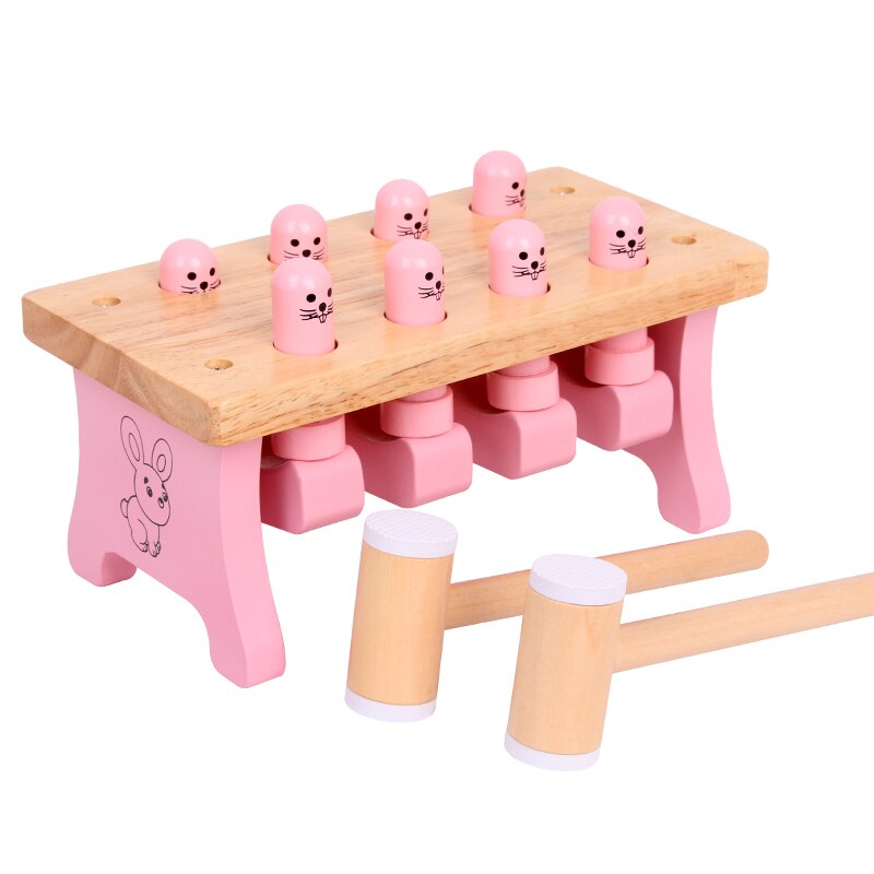 Children's Wooden Happy Playing Hamster Parent Child Interaction Leisure Puzzle Early Education Percussion Piling table Toys: 2