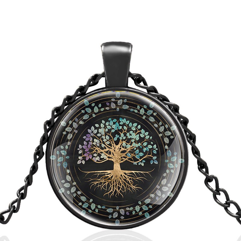 Klassieke levensboom hand van vriendschap bronzen glazen koepel ketting mannen vrouwen hanger sieraden