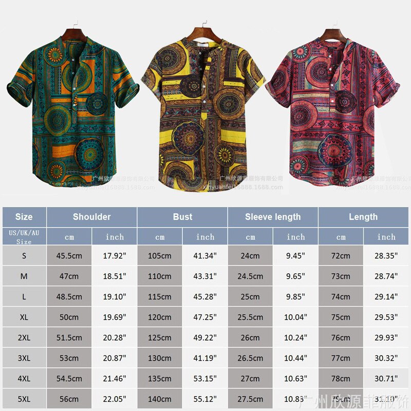 Men's Hawaiian Shirt Summer Beach Sleeve Top Male Casual camisa masculina Printed Loose Beach Shirts Plus Size 3XL