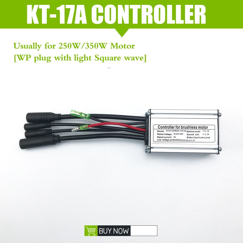 Elektrische Fiets Controller Kt 17A 36V48V 250W 350W 6 Mosfet Borstelloze Motor Controller Met Licht Functie Voor Conversie kit: 17A WP with light