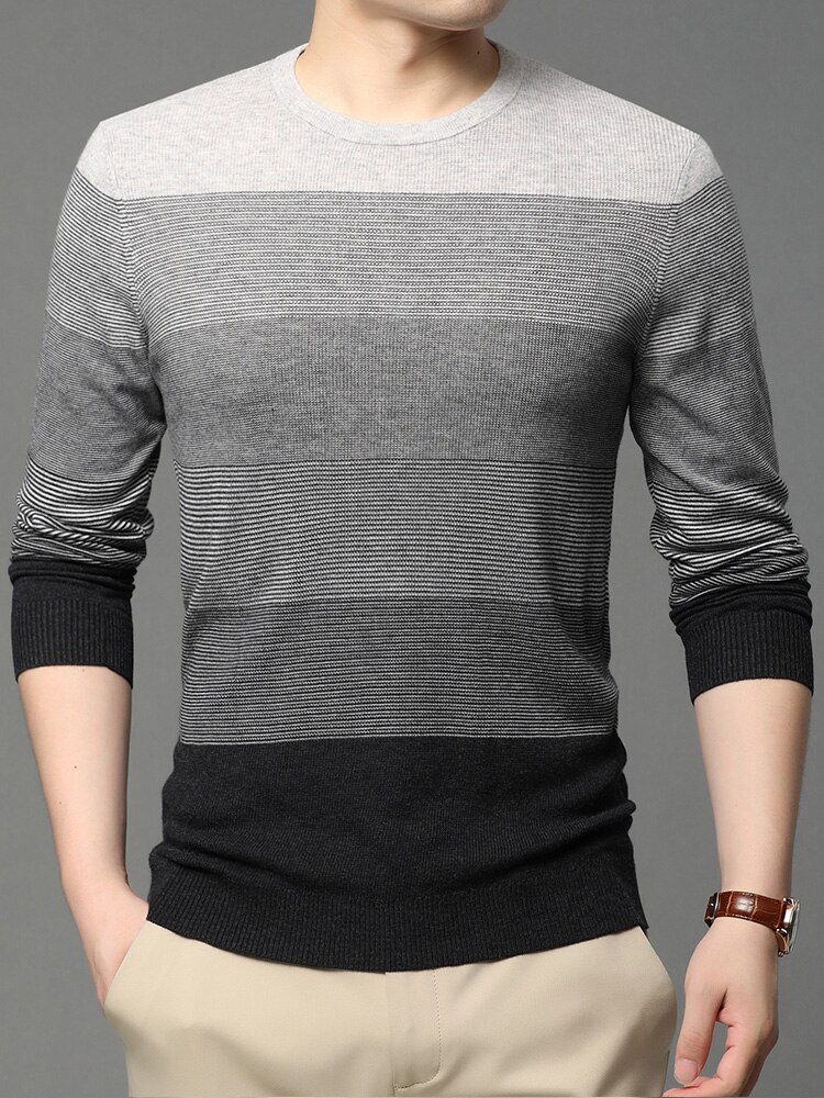 COODRONY Brand Casual Spring Autumn Male Arrivals Slim Fit Soft Sweater Streetwear Men Knitted O-Neck Pullover W1015: Gray / XXXL