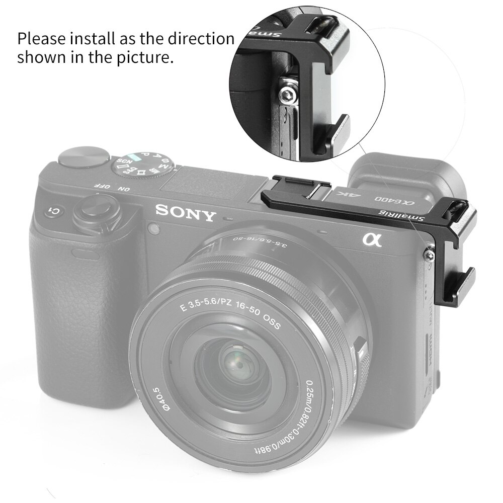 SmallRig Camera A6400 Cold Shoe Adapter (Left Side) for Sony A6000/A6100/A6300/A6400/A6500 Camera for Microphone Attach BUC2342