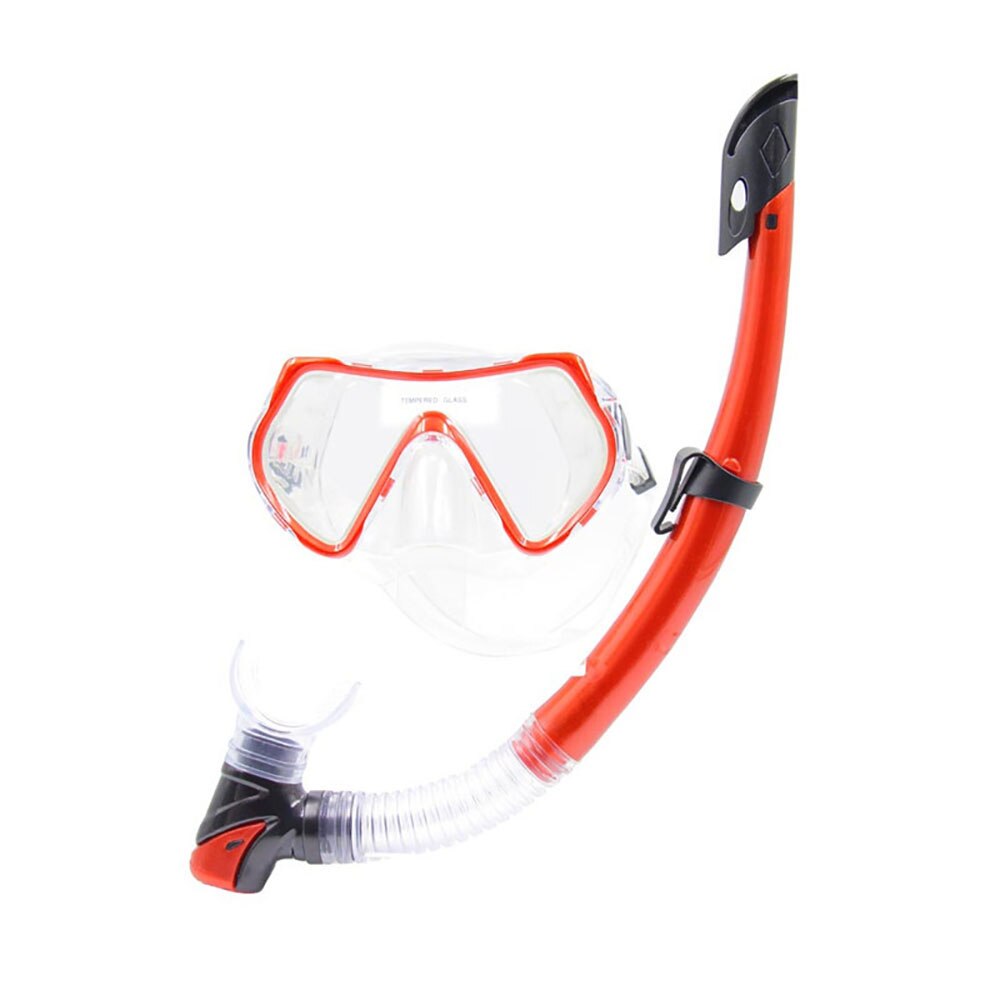 Swimming Diving Snorkel Goggles Adult Kids Diving Mask Snorkel Tube Diving Goggles Water Sports Swimming Pool: Red