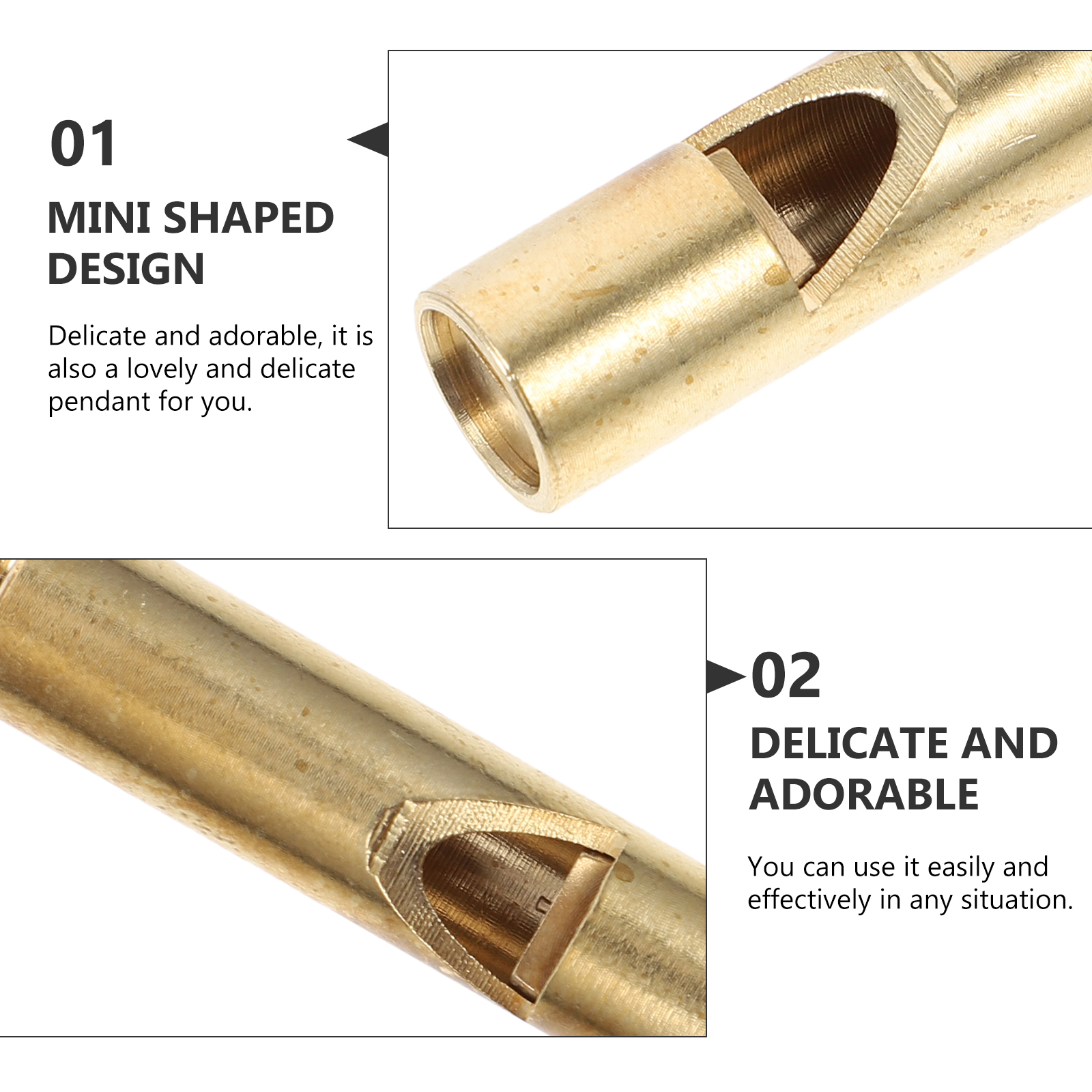 2pcs Vintage Brass Whistles Hand-made Whistle Brass Whistle Keychain Pendant