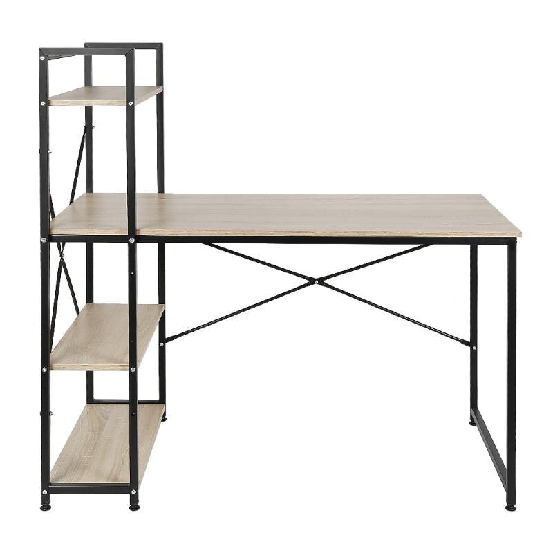 1Pc Large Wood Oak Computer Desk Laptop Desk Writing Table Study Desk with bookshelf Office Furniture PC Laptop Workstation Home