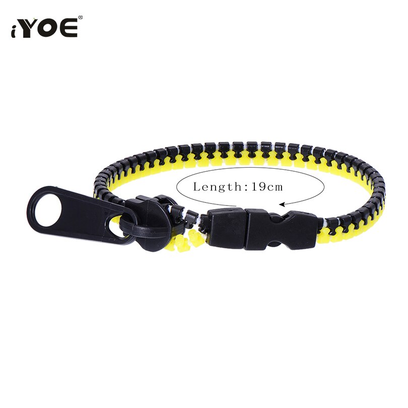 IYOE-pulsera con abalorio en forma de cremallera para hombre y mujer, brazalete Simple con cremallera, doble brazalete verde y negro, joyería de silicona