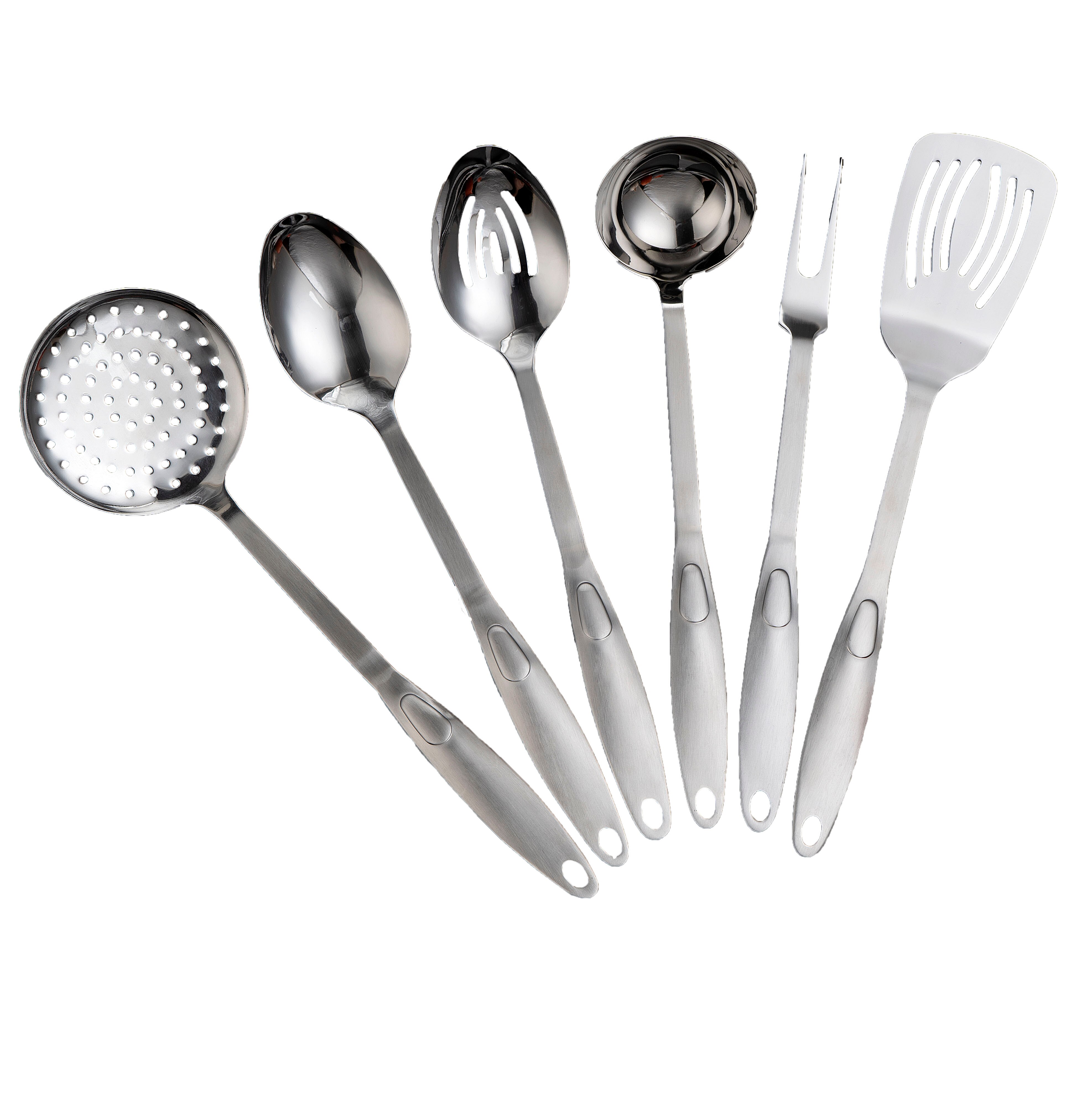Slotted Turner Cookware High Grade #430 Stainless Steel Skimmer Slotted Spoon Soup Ladle Fork Kitchen Accessories Cooking Tool