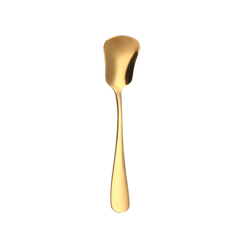Ice Cream Spoon Stainless Steel Spoon Square Spoon Ladle Gold Dessert Spoon Utensils Stirring Spoon Spoon Tableware: golden