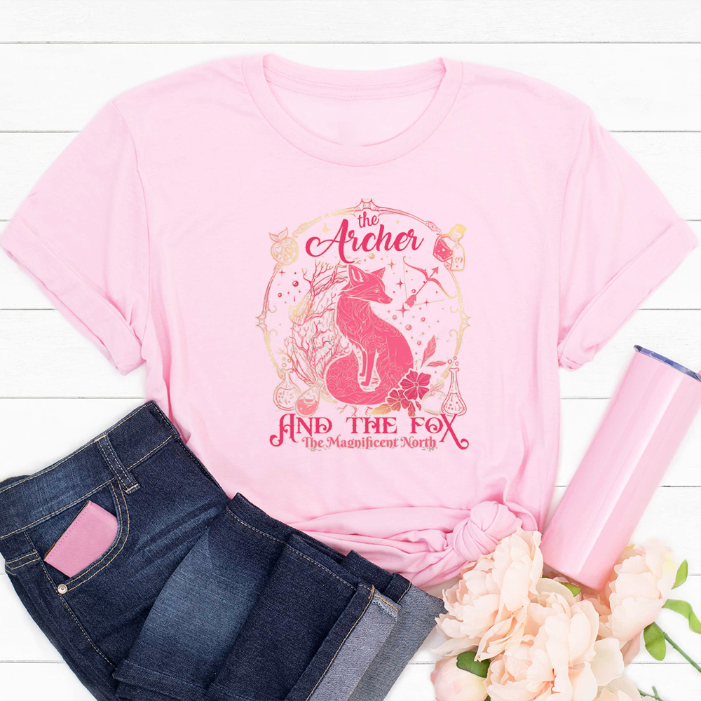 De Archer en de Fox Comfort TShirt Leuke Fantasy Boeken Jumper Shirts Cadeau voor lezers Hookish Bookworm Tee Y2K Top Streetwear: L / Roze