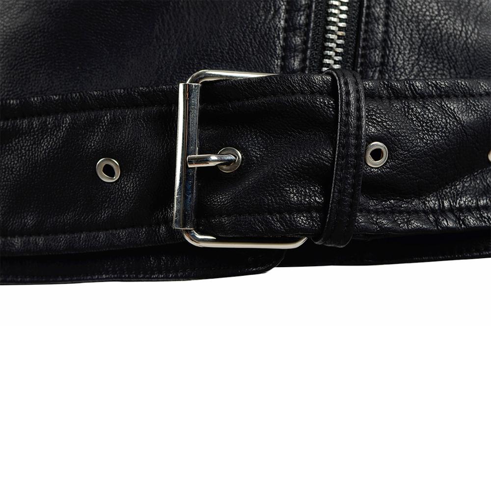 Soft PU Faux Leather rivet Jackets Women slim fit Motorcyle Biker Black Lady coats