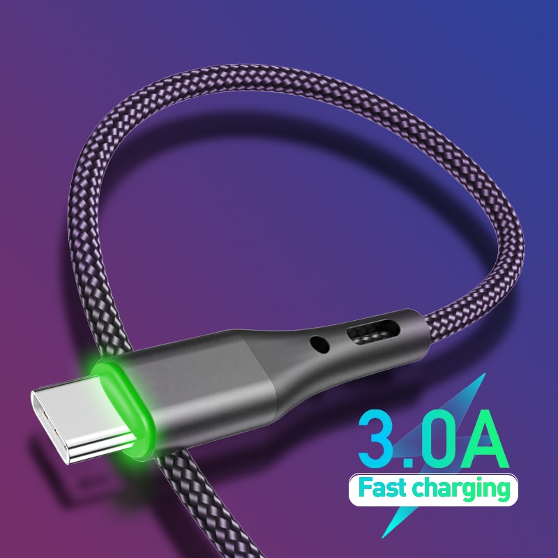 Typ C Kabel Schnelle Lade Mit LED Licht Handy Ladegerät Datenkabel Für Huawei Mate 40 Xiaomi mi 10 samsung Schnell Kabel