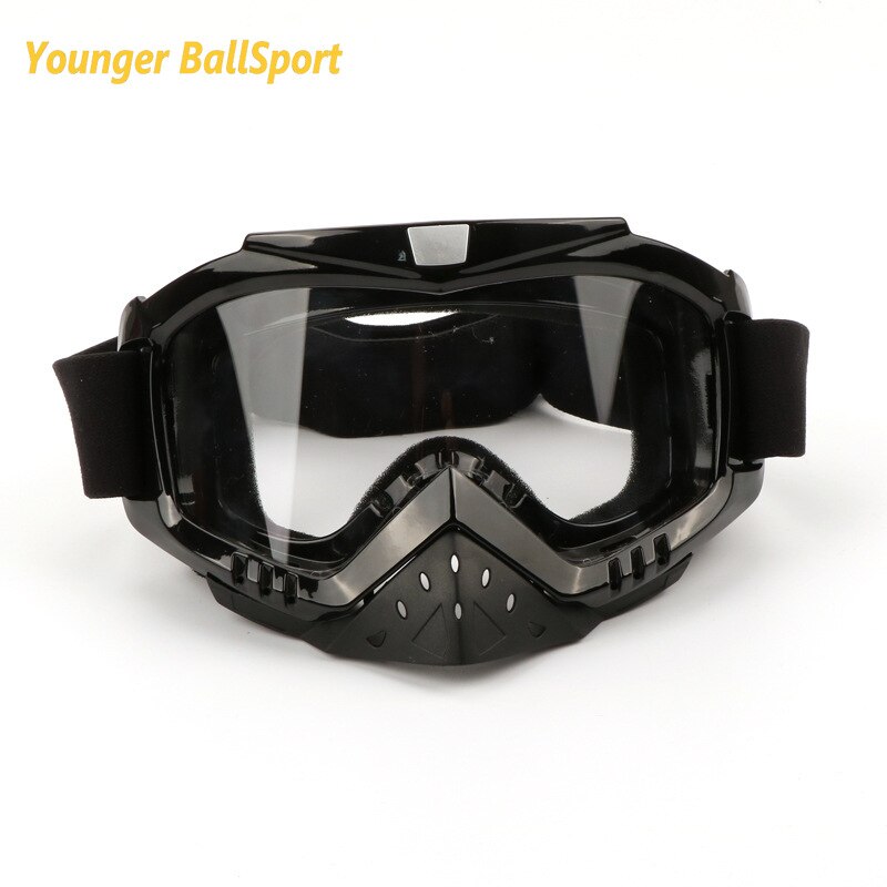 Motorcycle Protective Gears Flexible Cross Helmet Face Mask Motocross Goggles ATV Dirt Bike UTV Eyewear Gear Glasses Ski goggles: black-transparent