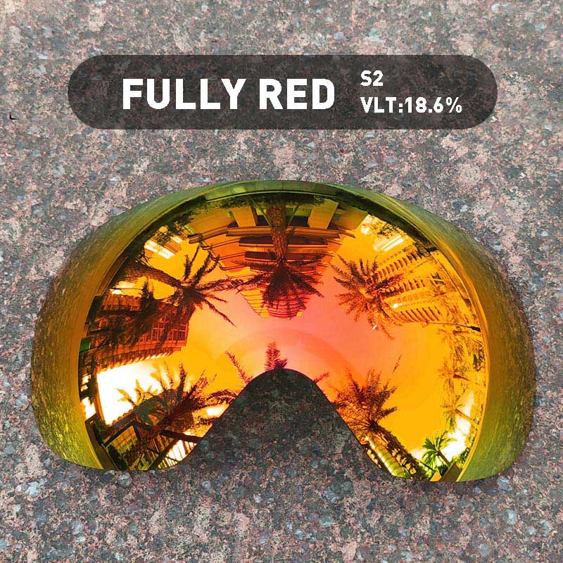 (Lens Only)Ski Goggles Lens For Anti-fog UV400 Big Spherical Ski Glasses Snow Goggles Eyewear Lenses Replacement: FR