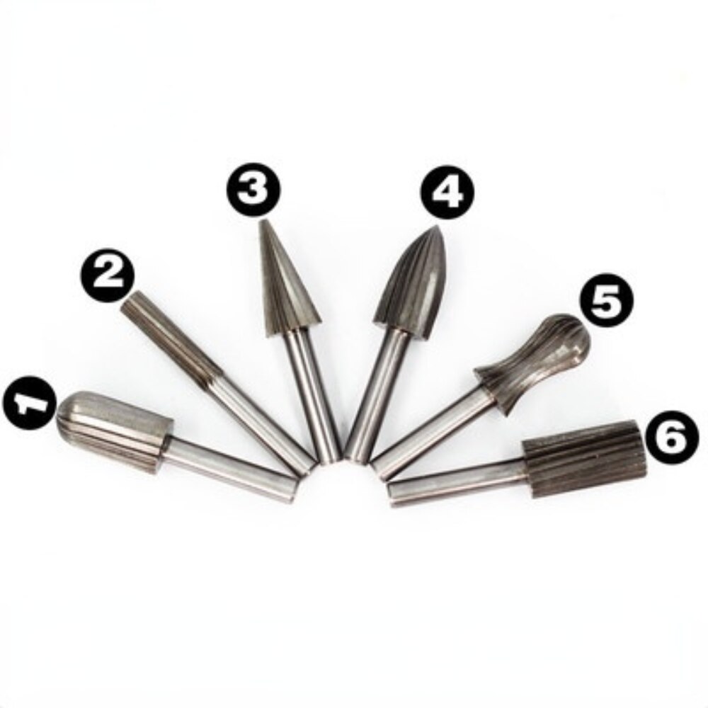 6 Piece Set of Hard High Speed Steel Rotary File/ Rotary Engraving Knife / Special-shaped File Grinding Head/ Polished Wood File: Default Title
