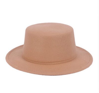 Vintage mænd kvinder hårdt filt hat bred randen fedora trilby panama hat gangster sort rød kasket: Beige