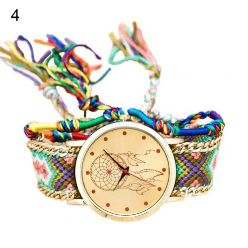 Montres femmes style ethnique bracelet tissé multicolore montre décoration: 4