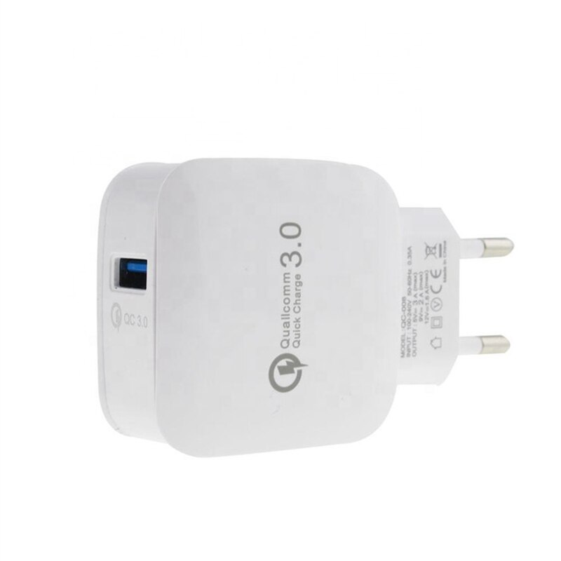 10 sztuk/partia ładowarka ścienna do telefonu komórkowego 18W pojedynczy QC3.0 USB szybka ładowarka ścienna Adapter kompatybilny dla inteligentnego telefonu komórkowego