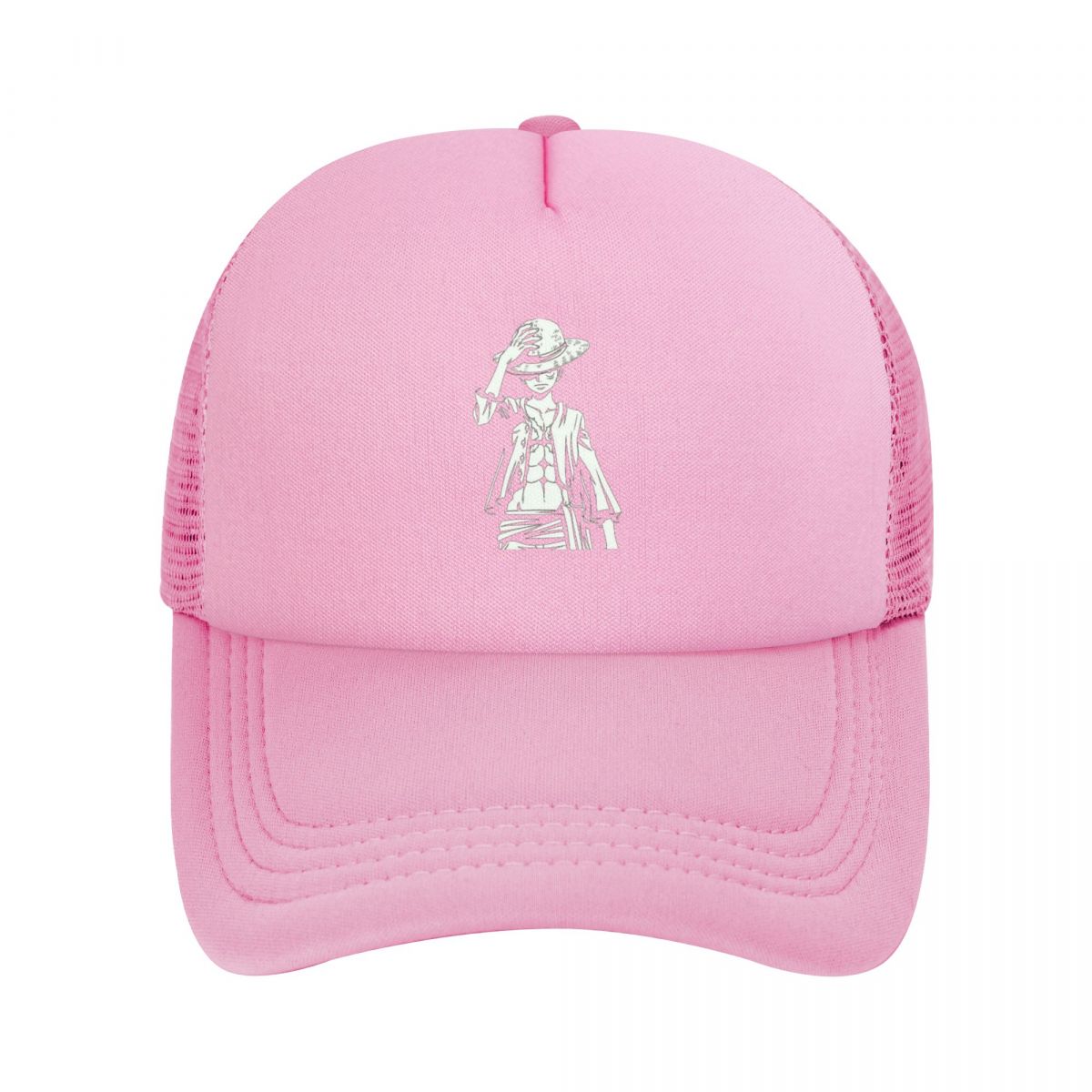 en stykke luffy anime baseball caps nettinghatter justerbare utendørs unisex caps: Rosa