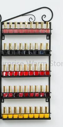 Multi-Lagen Opslag Muur Manicure Cosmetica Display Stand Moderne Metalen Nagellak Organizer Opslag Rack Plank Voor Muur: black right side