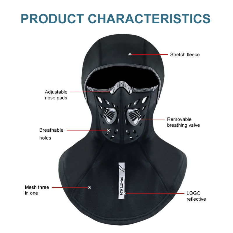 PHMAX-mascarilla de esquí para hombre y mujer, mascarilla térmica de lana para invierno, calentador, resistente al viento, transpirable, equipo para clima frío, gorro de patinaje y esquí