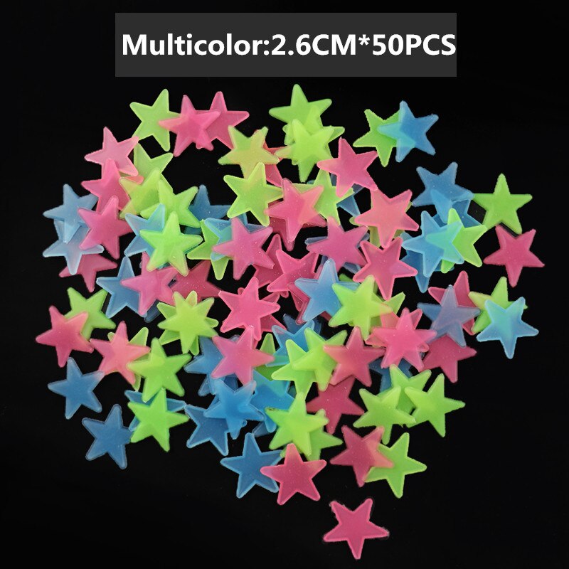 Fluorescent Luminous Kids Bedroom Storage Rooms Star Children's Glow in the Dark Toys Sticker Adhesive Sticker: 50PCS  Little Stars