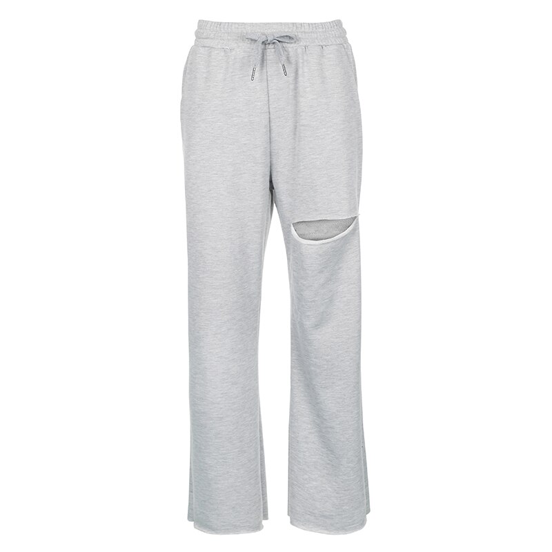 Rapcopter baggy bukser med brede ben kvinder afslappet streetwear løse outfits hul højtaljet hip hop sommer joggerlommer joggingbukser