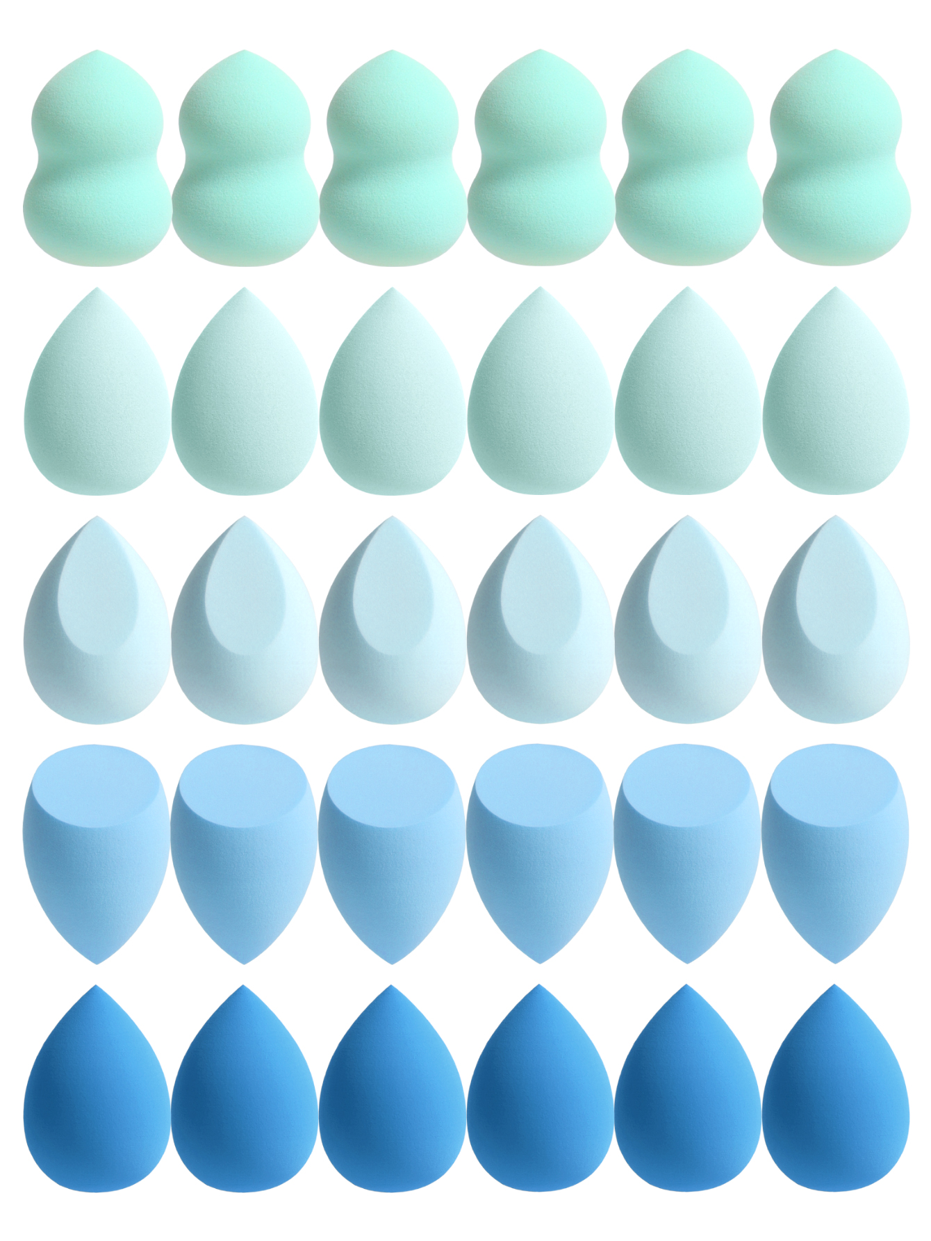 30 make-upsponsjes voor foundation, een gemengde make-upspons voor vloeibare, crèmige en poederfoundation, geschikt voor oneffenheden en in meerdere kleuren.: Geel