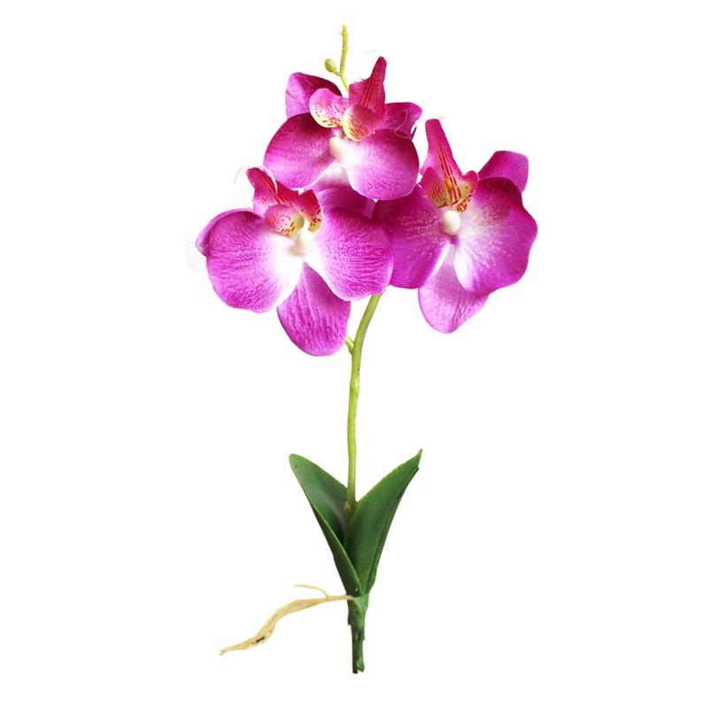 Kunstig blomst plast orkidé silke blomst hjem mini phalaenopsis simulering planter bryllupsfest dekoration blomst gren: Lilla