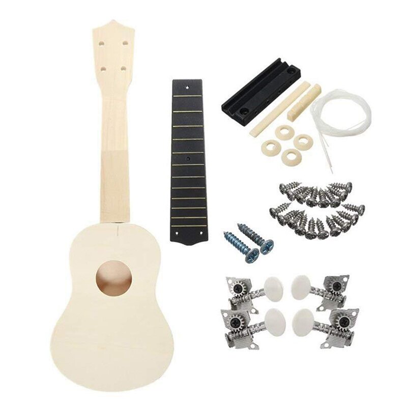 Kit DIY de Ukelele de 23 pulgadas para niños, instrumento musical Hawaiano con soporte manual para pintar, conjunto de juguetes para principiantes