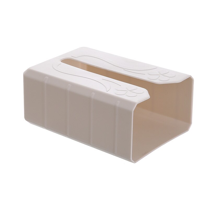 Caja de tejido adhesivo para servilletas, dispensador de bolsas de basura montado en la pared, de plástico, para el hogar: beige