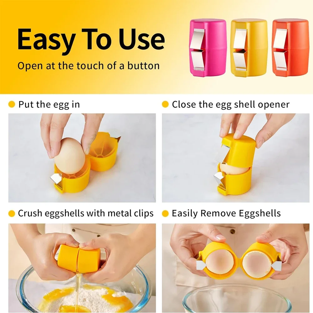 1/2 Uds cáscara de huevo Cracker abridor pelador removedor herramienta separadora para huevos crudos, pelador de huevos de cocina herramienta de electrodomésticos de grietas