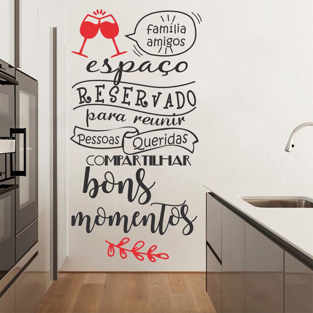 Família Amigos Espaço Reservado Portuguese Quotes Vinyl Wall Decals Waterproof Wallpaper For Bedroom Decor Stickers Mural RU2256