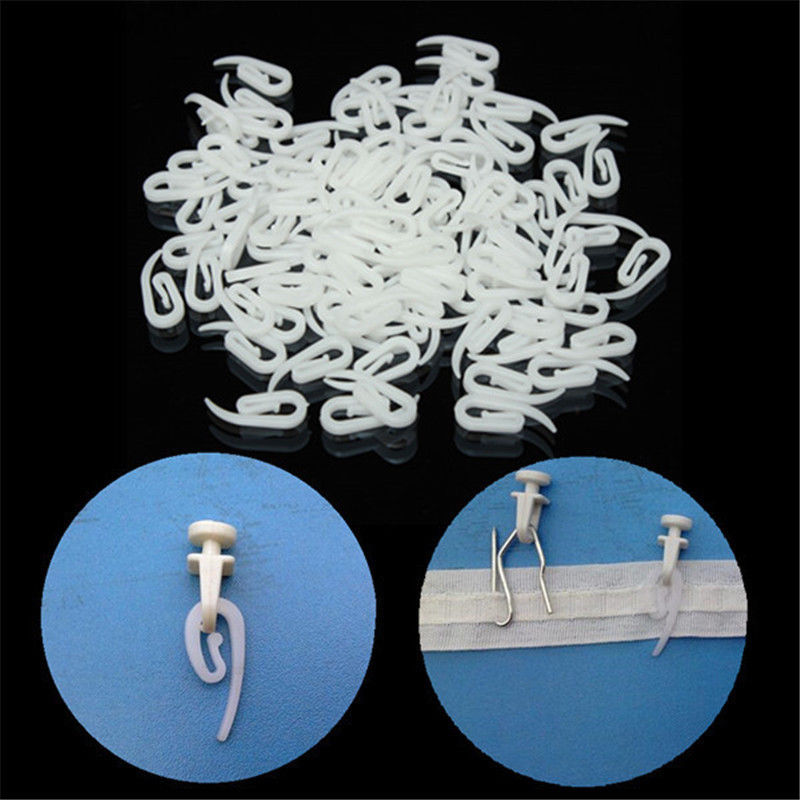 100Pcs Plastic Hanging Curtain Hooks Rings Hanger For Car Caravan Home