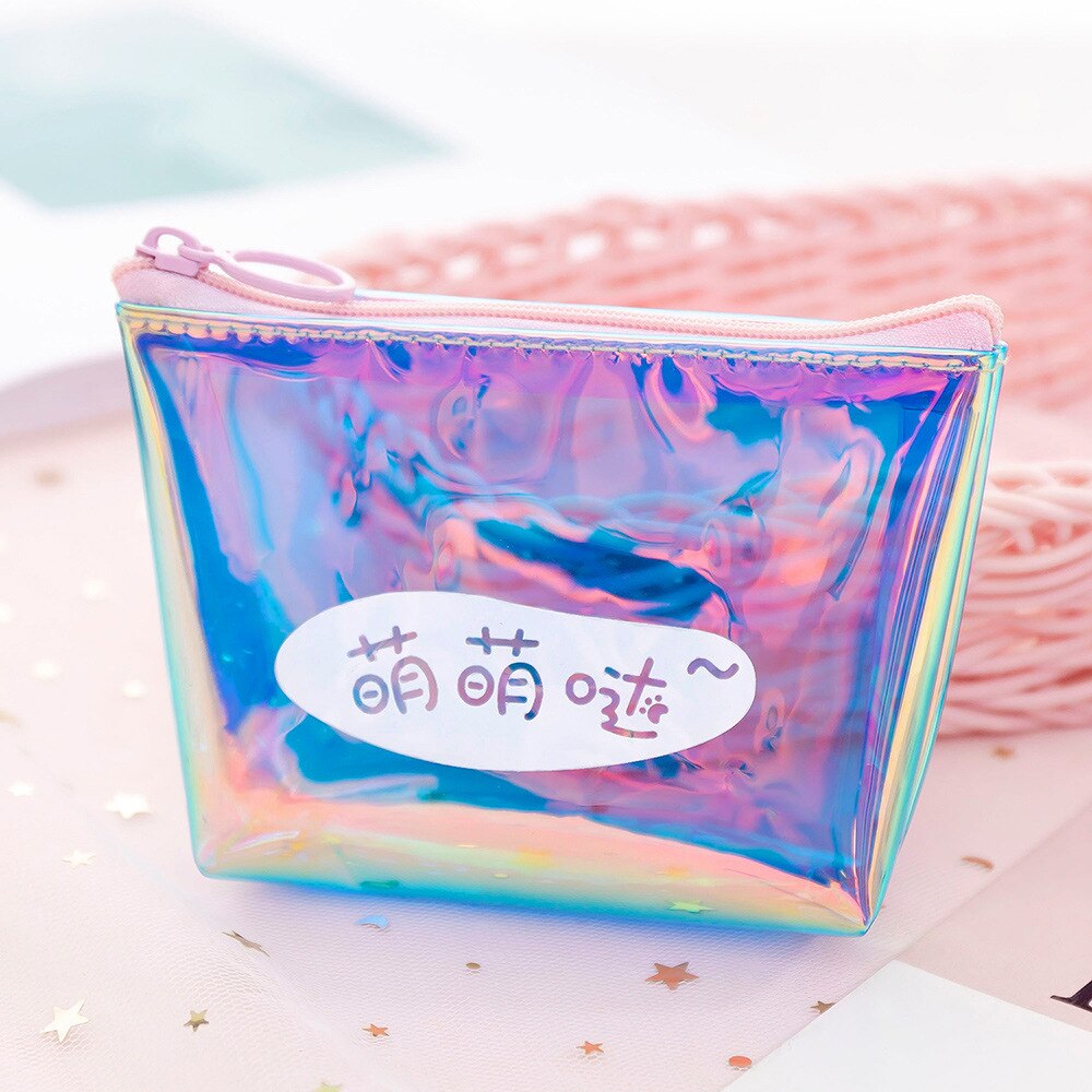 Transparent Cosmetic Bag Travel Makeup Bag Zipper Make Up Organizer Pouch Toiletry Student Pencil Pouch: C-Blue