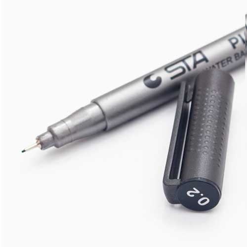 STA-rotuladores de dibujo a prueba de decoloración, pluma negra de micrón, perfilador de delineador, a prueba de agua, suministros de arte, Manga, cepillo de escritura de cómic: 0.2mm-Waterproof