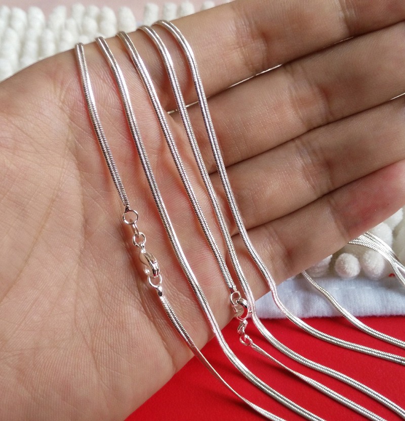 Thick Long Silver Chain 925 Snake Chain 40 45 50 55 60 CM 2MM Silver Chains Necklace Women Men