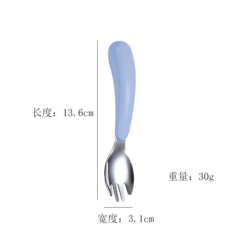 Baby Tableware Set Infant Food Feeding Spoon Fork Gadgets 304 Stainless Steel BPA Free Toddler Cartoon Dinnerware Cutlery: Blue Fork