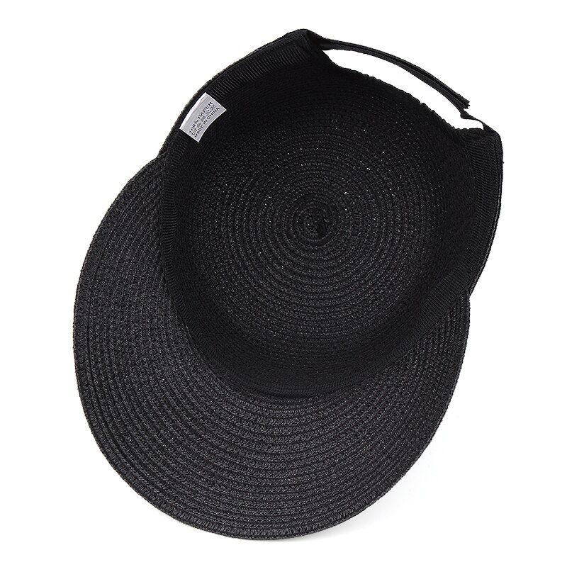 Sombrero de playa sencillo para mujer, sombrero de paja panamá, sombrero de paja con lazo, sombrero con forma de cubo para mujer