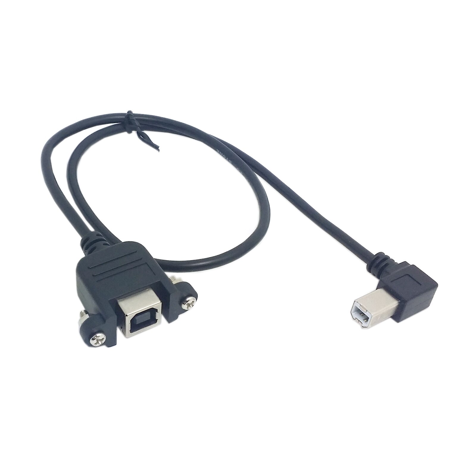 Zihan Right Angled USB B Male to Female Extension Cable w Screw for Panel Mount 1M
