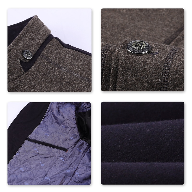 YOUTHUP Winter mannen Wol Kleur Bijpassende Jas Enkele Breasted Casual Dikke Jassen Overjassen Mens Topcoat Streetwear 2 Kleuren