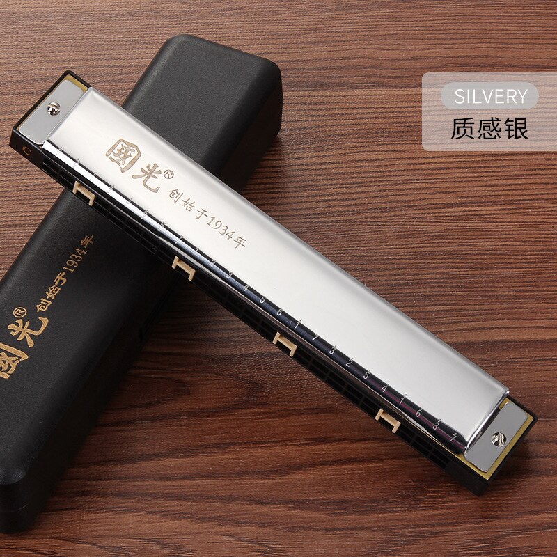 Guoguang 24 otwory harmonijka tremolo C kluczowa harmonijka polifoniczna harmonijka ustna z futerałem