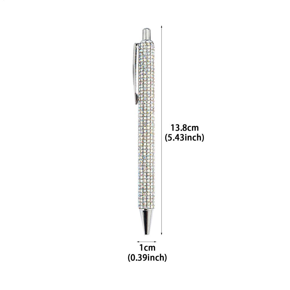 Balpen met parelmoer en strass steentjes, intrekbare inkt, luxe strass steentjes pen, schattige roségouden metalen schrijfwaren: WIT