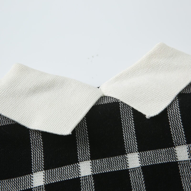 Preppy Style Kids Red Plaid School Dress Knitwear Girls Long Sleeve Cotton Knitted Dress Sweater Princess Slim Knitwear 13 To 4T