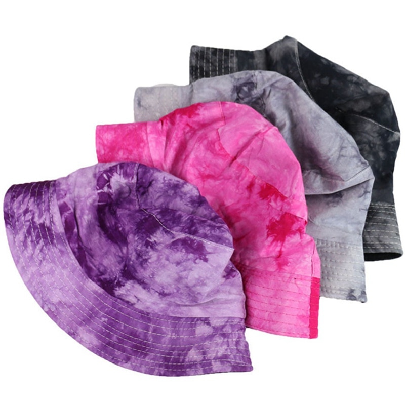 1pcs Autumn Tie Dye Bucket Hat Fishing Caps Mens Womens