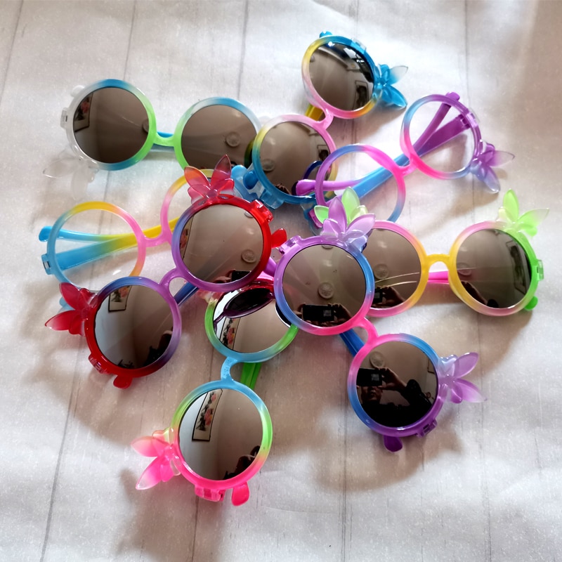 Ronde Kleurrijke Vlinder Mix Party UV400 Beschermen Ogen Kinderen Meisjes Zonnebril Voor Outdoor Kid Zonnebril