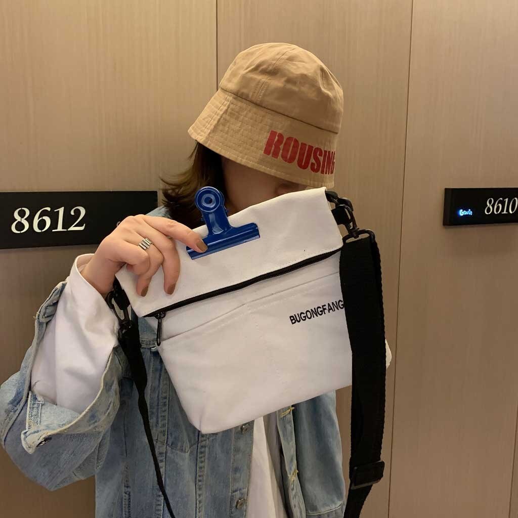 Vrouwen Tas Clip Canvas Tas Brief Mode Schouder Messenger Pakket Eenvoudige Telefoon Tas Bolsos Mujer De Marca Famosa