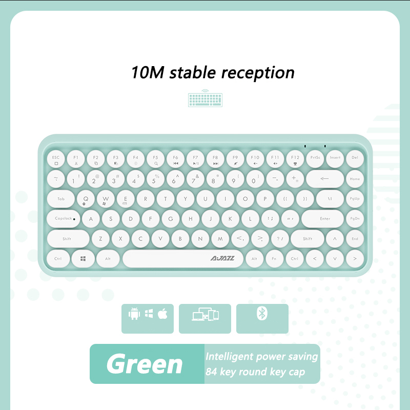 Ajazz 308I Draadloze Toetsenbord 18/84 Toetsen Ronde Keycap Bluetooth Toetsenbord Draagbare 2.4Ghz Numeriek Toetsenbord Voor Tablet Laptop Android: Green